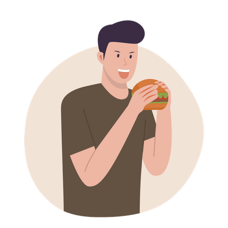 Mann der fast food isst  Illustration