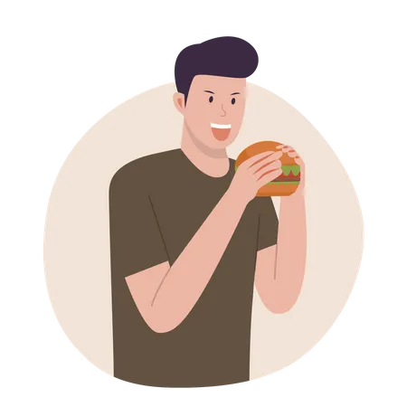 Mann der fast food isst  Illustration