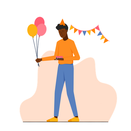 Mann ist am Geburtstag einsam  Illustration