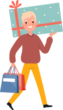 Mann beim Geschenkeeinkauf  Illustration