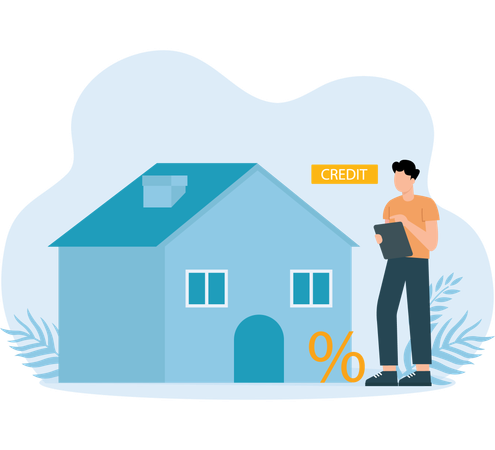 Mann kauft Immobilien  Illustration