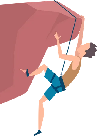 Mann klettert auf den Gipfel des Berges  Illustration