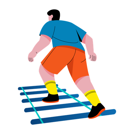 Mann klettert Koordinationsleiter hinauf  Illustration