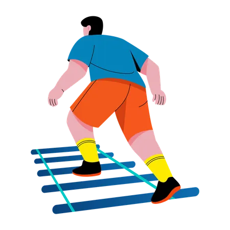 Mann klettert Koordinationsleiter hinauf  Illustration