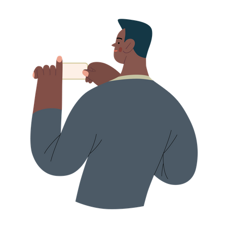 Mann klickt auf Foto  Illustration