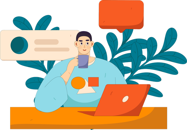 Mann kommuniziert online über Anwendung  Illustration