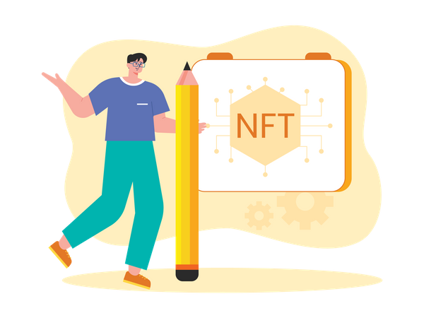 Mann kreiert NFT-Kunst  Illustration