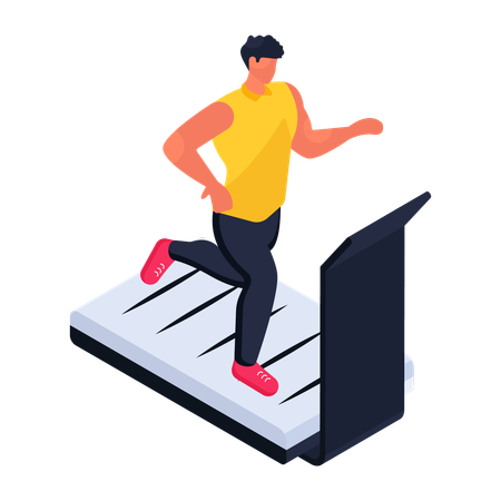 Mann läuft auf Laufband  Illustration