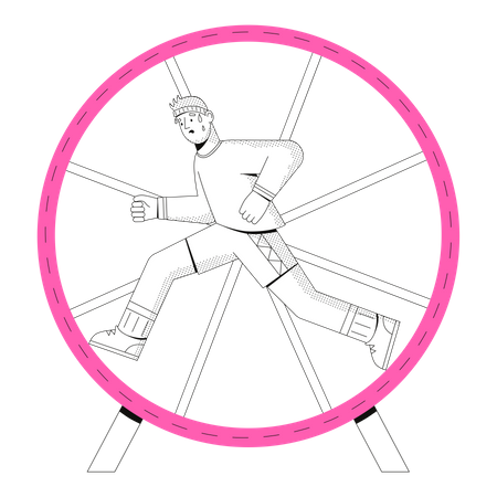 Mann läuft in einem Rad  Illustration
