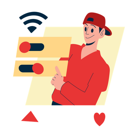 Mann legt Verfügbarkeit auf Dating-App fest  Illustration
