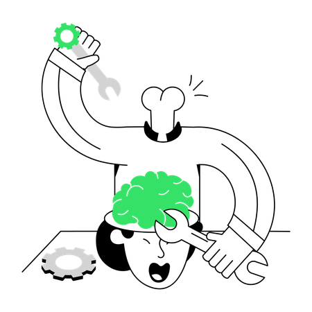 Mann leidet unter psychischen Problemen  Illustration