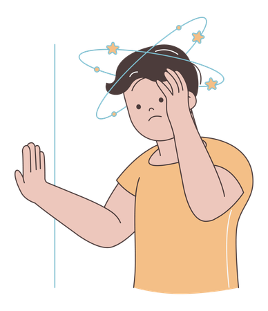 Mann leidet unter Schwindel und Vertigo  Illustration