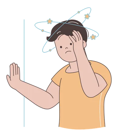 Mann leidet unter Schwindel und Vertigo  Illustration