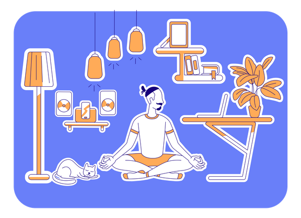 Mann lernt Yoga  Illustration