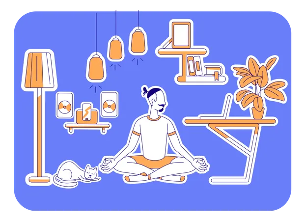 Mann lernt Yoga  Illustration