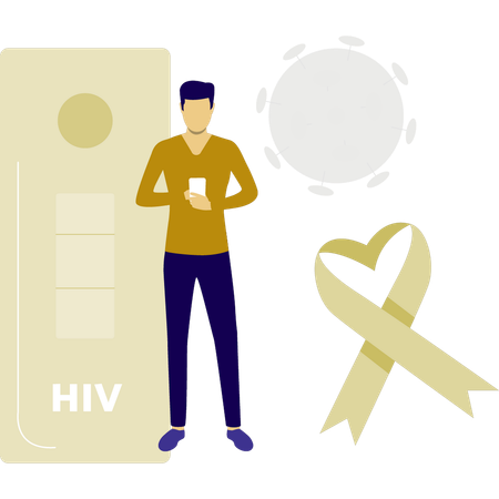 Mann lernt etwas über HIV-Schutz  Illustration