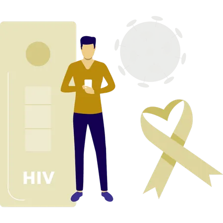 Mann lernt etwas über HIV-Schutz  Illustration