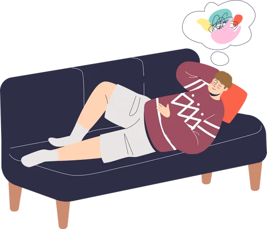 Mann liegt auf der Couch  Illustration