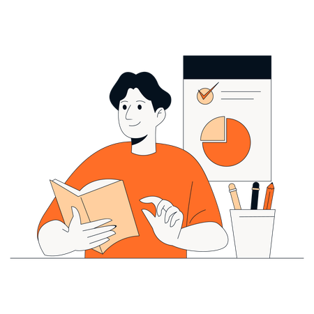 Mann liest Buch  Illustration