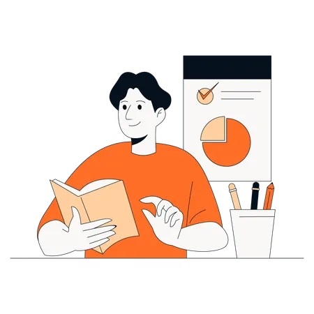Mann liest Buch  Illustration