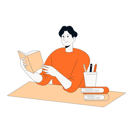 Mann liest Buch  Illustration