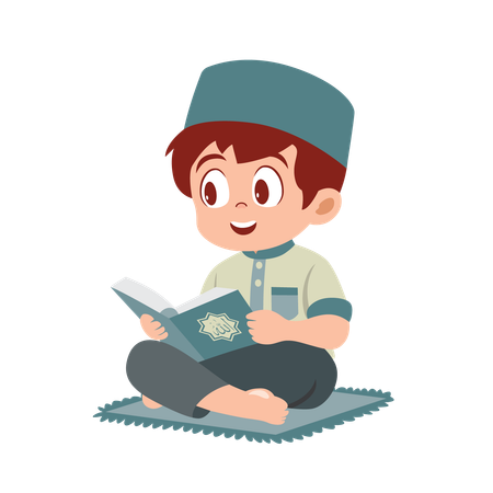 Mann liest das heilige Buch Koran  Illustration