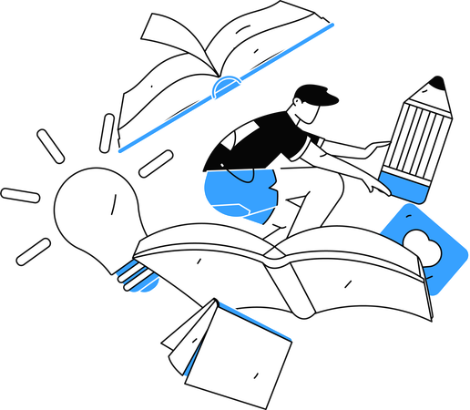 Mann liest Notizbuch zur inneren Vorbereitung  Illustration