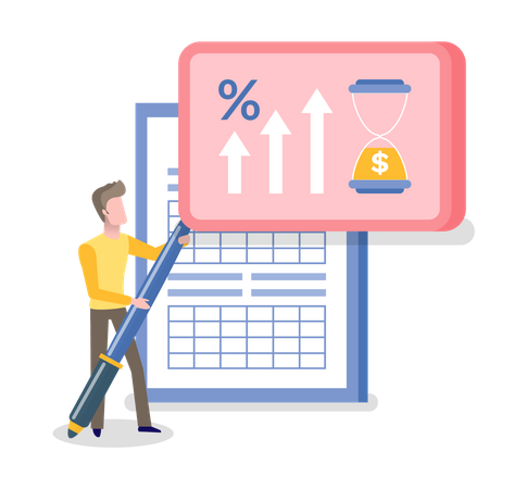 Mann bei analytischer Forschung  Illustration