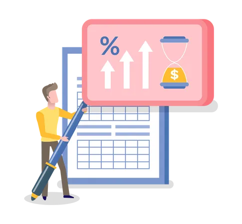 Mann bei analytischer Forschung  Illustration