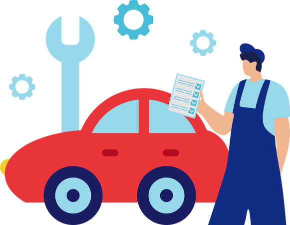 Mann macht Autoservice  Illustration