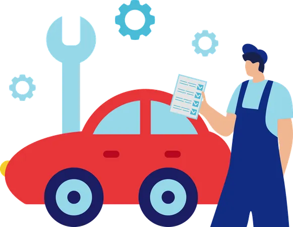 Mann macht Autoservice  Illustration