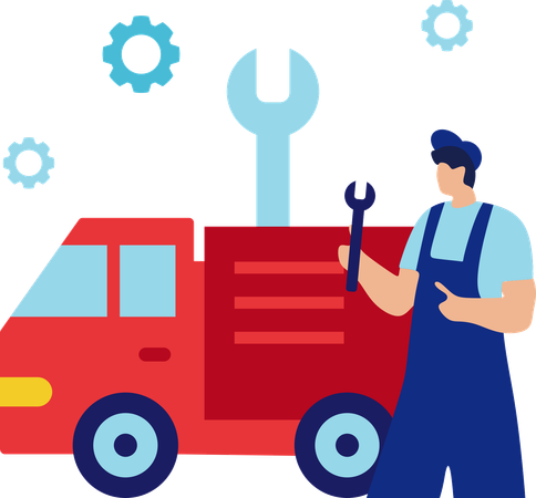 Mann macht Autoservice  Illustration