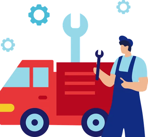 Mann macht Autoservice  Illustration