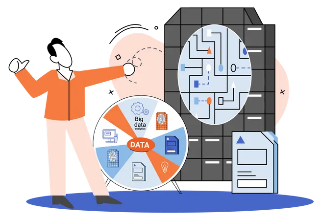 Mann führt Big-Data-Analyse durch  Illustration