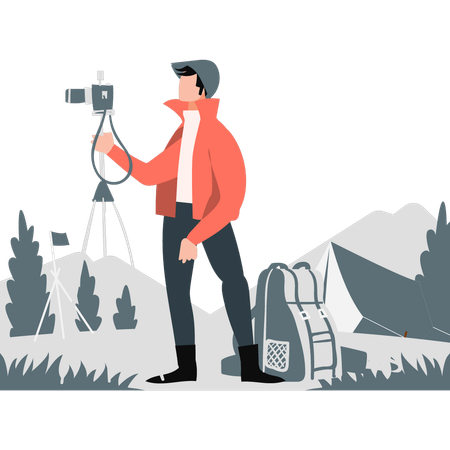 Mann macht Bilder mit der Kamera  Illustration