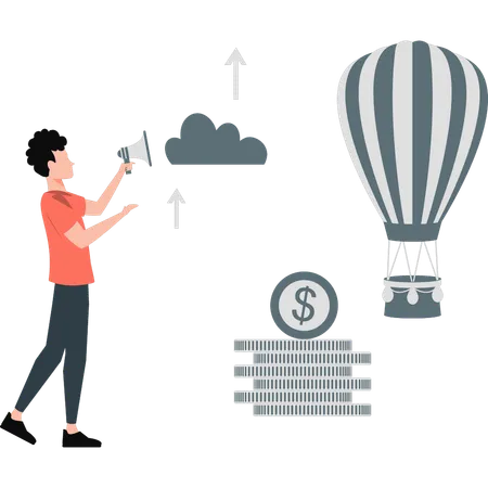 Mann macht Geschäftsmarketing  Illustration