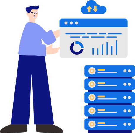 Mann macht Cloud-Hosting  Illustration