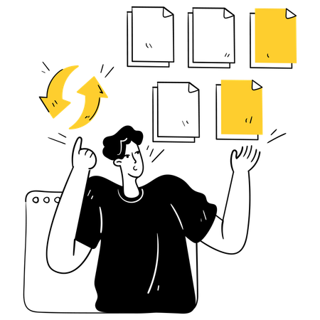 Mann macht Dateiverwaltung  Illustration