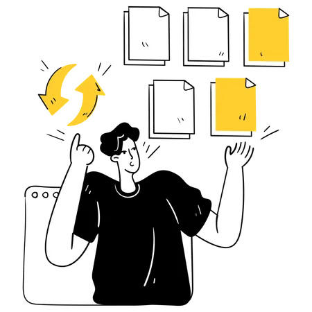 Mann macht Dateiverwaltung  Illustration