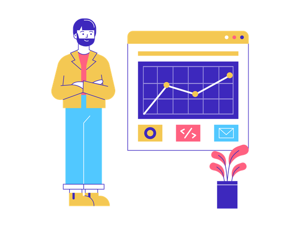 Mann macht Datenanalyse  Illustration