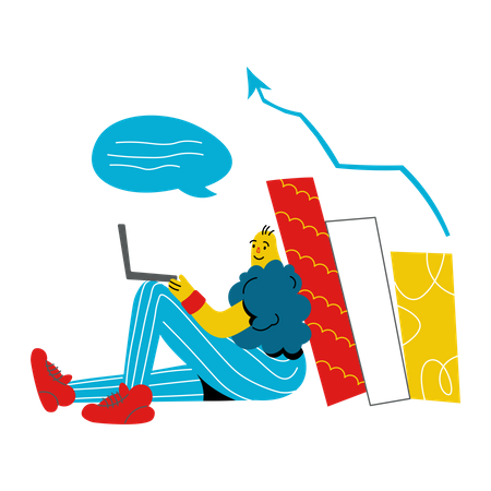 Mann führt Datenanalyse am Laptop durch  Illustration