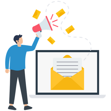 Mann macht E-Mail-Marketing  Illustration