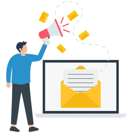 Mann macht E-Mail-Marketing  Illustration