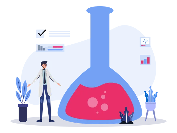 Mann macht Experimente im Labor  Illustration