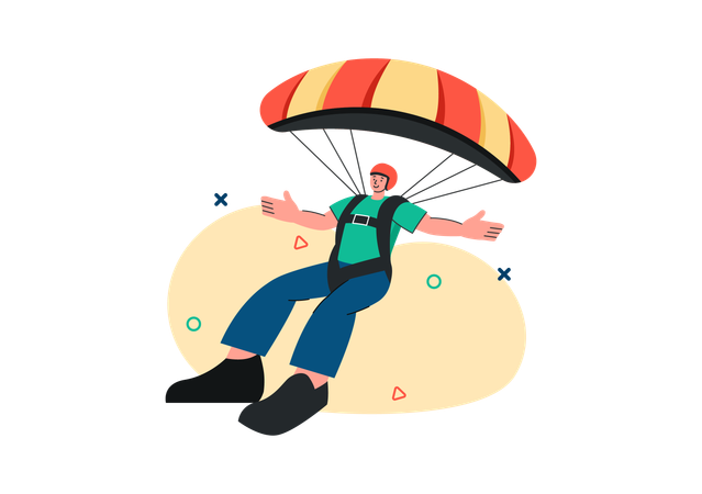 Mann macht Fallschirmsprung-Erfahrung  Illustration