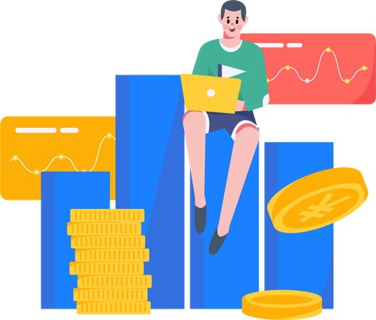 Mann macht Finanzplanung  Illustration