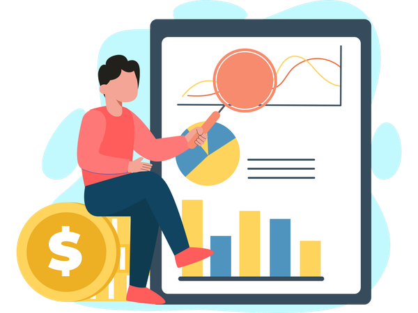 Mann macht Finanzplanung  Illustration