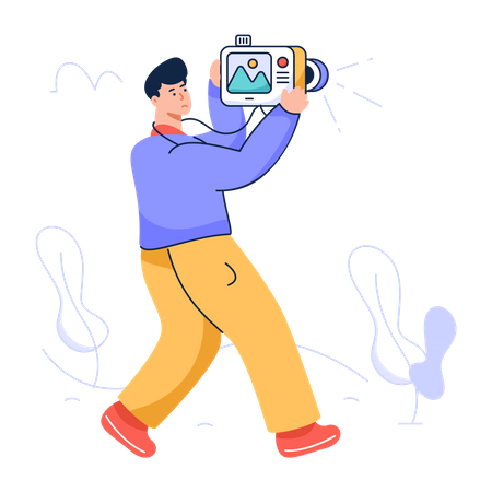 Mann macht Foto mit Kamera  Illustration