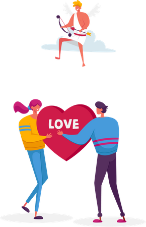 Mann macht Frau einen Heiratsantrag  Illustration