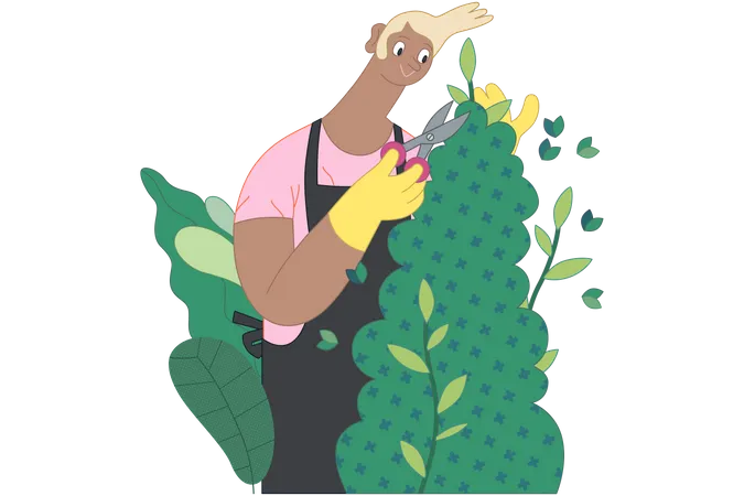 Mann bei der Gartenarbeit  Illustration
